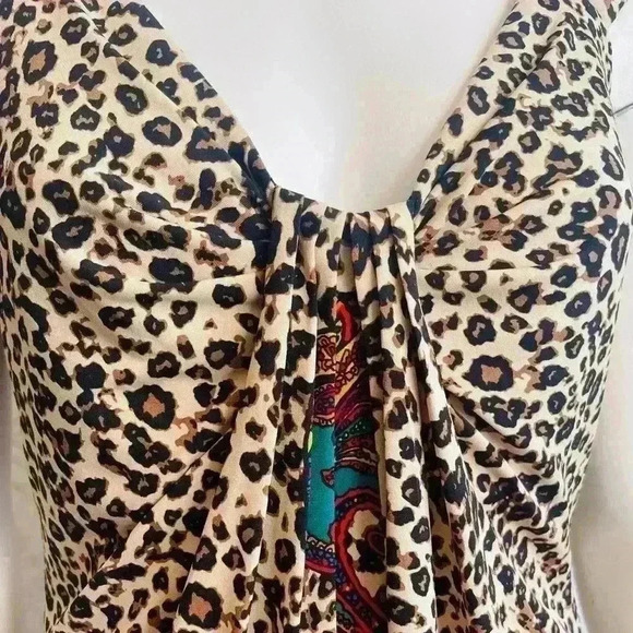 LONDON TIMES boho sleeveless shift dress - leopard mandala graphic - size 10 - Picture 10 of 13